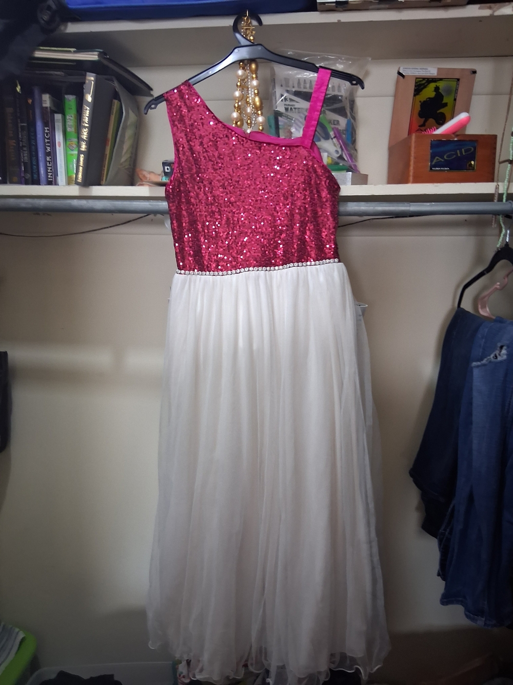 Girls Fuchsia Sequin Bodice Ivory Tulle Dance Costume - Brand